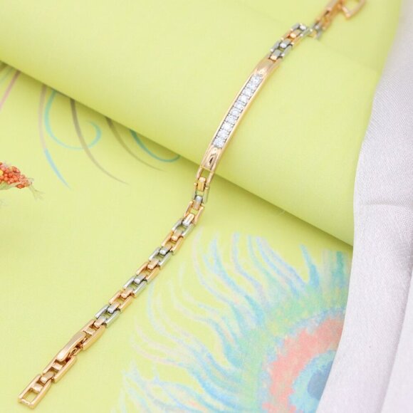 Elegant Rose Gold and Silver Bracelet with Sparkling CZ Accents, XPBL0691 - Picture 10 of 12